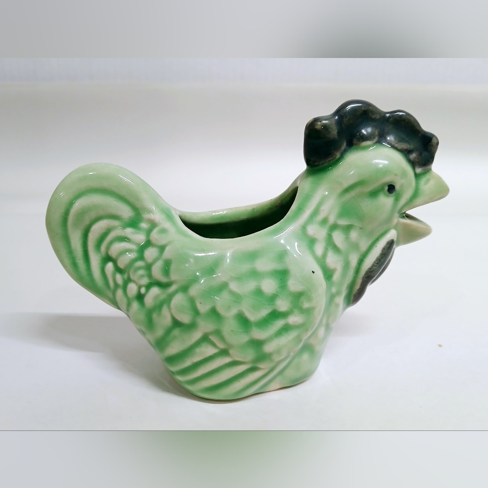 Vintage Ceramic Green Bird Creamer